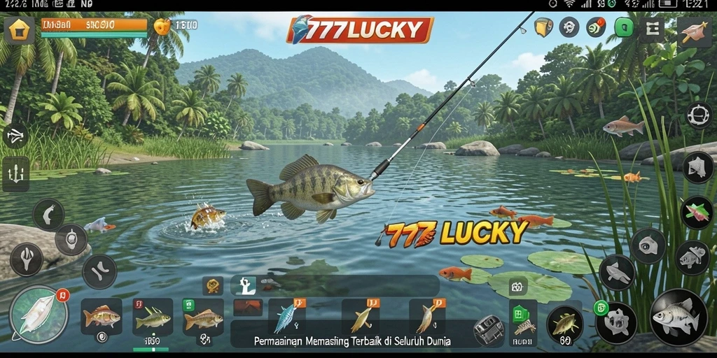 Gameplay 777LUCKY menunjukkan keseruan menangkap ikan di lautan.