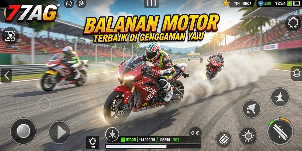 Screenshot menampilkan balapan motor yang mendebarkan dan grafis luar biasa.