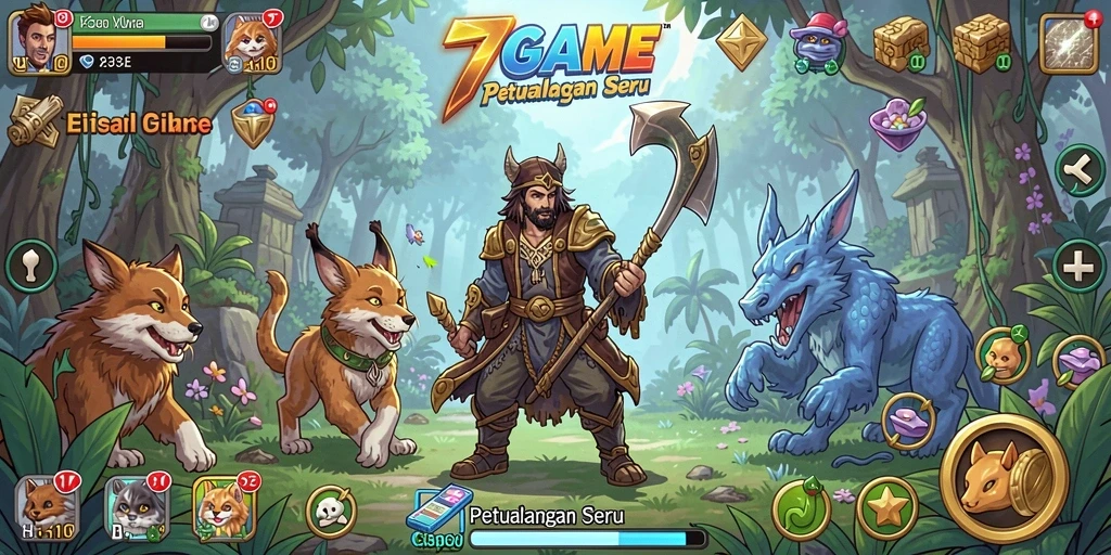 Tampilan gameplay seru 7GAME dengan aksi petualangan yang menarik.