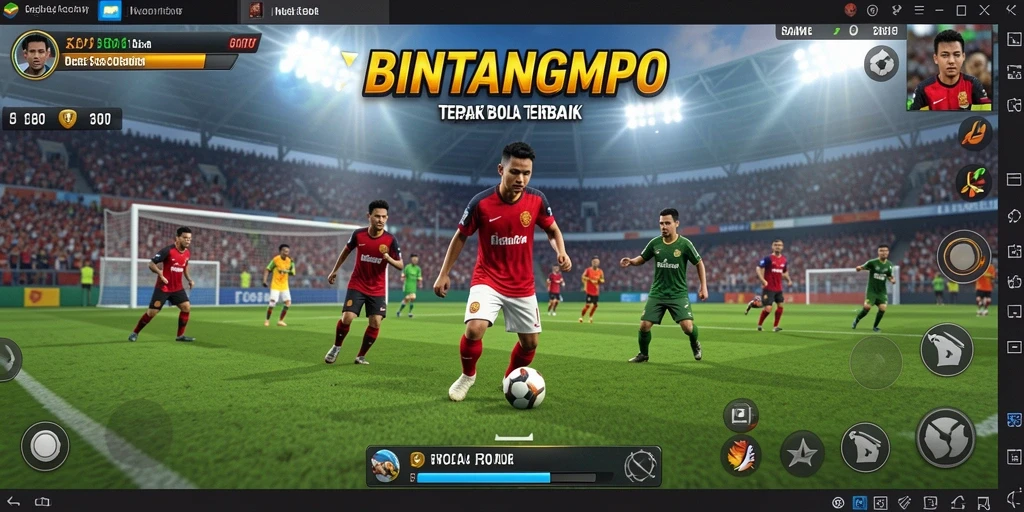 Screenshot BINTANGMPO menampilkan aksi seru di lapangan sepak bola.