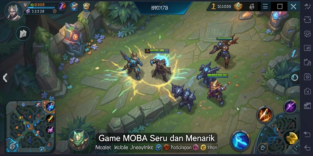 Screenshot gameplay BRO178 yang menunjukkan aksi seru di arena MOBA.