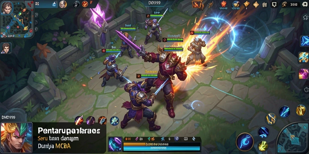 Screenshot gameplay DMD999 yang menunjukkan pertempuran seru antar tim.