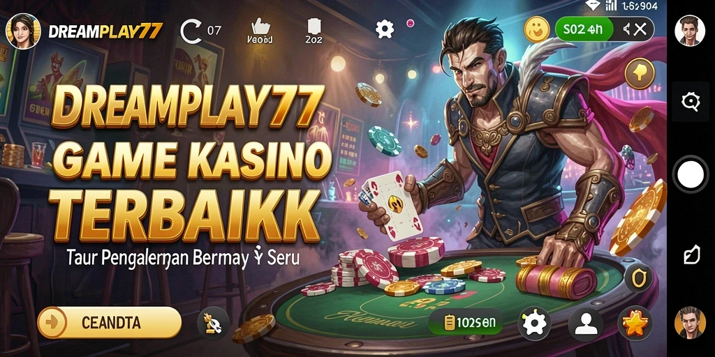 Screenshot utama <strong>DREAMPLAY77</strong> menampilkan aksi seru permainan Kasino yang mendebarkan.