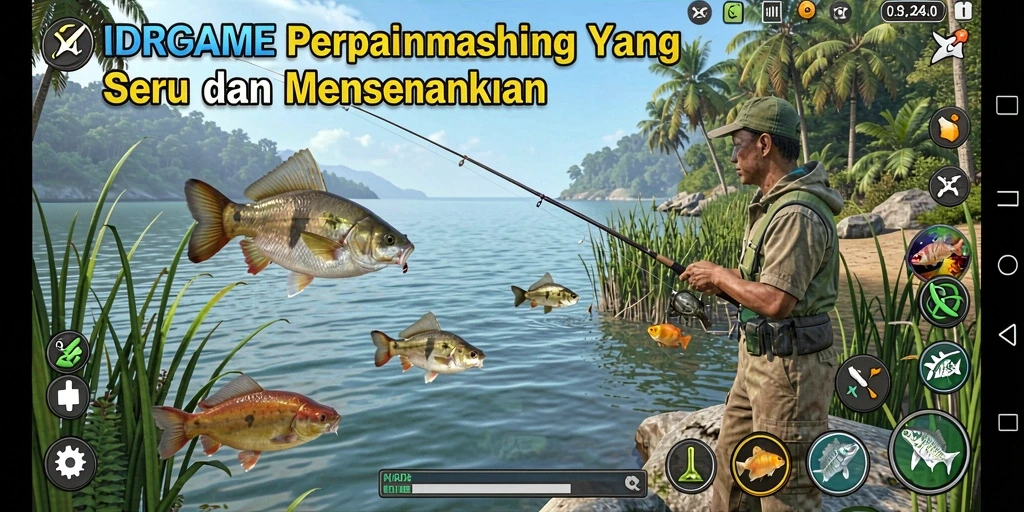 Gameplay menarik di IDRGAME saat menangkap ikan.