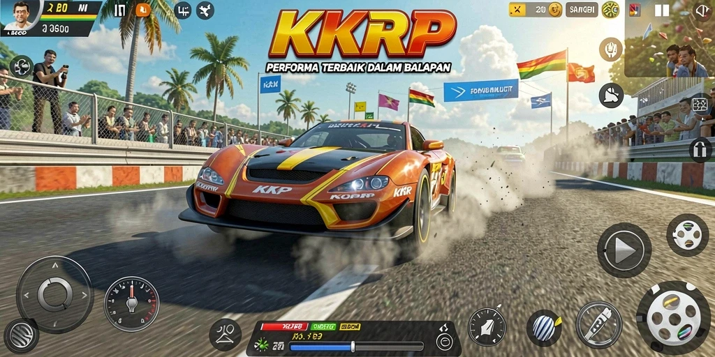 Tangkapan layar gameplay KKRP yang menampilkan aksi balapan seru.