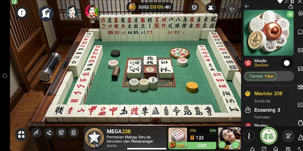 Tampilan gameplay seru saat bermain Mahjong di MEGA338.