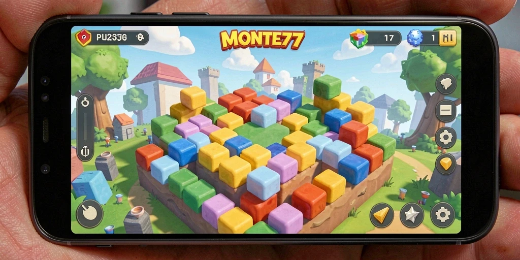 Tampilan gameplay menantang dari MONTE77 dalam puzzle.