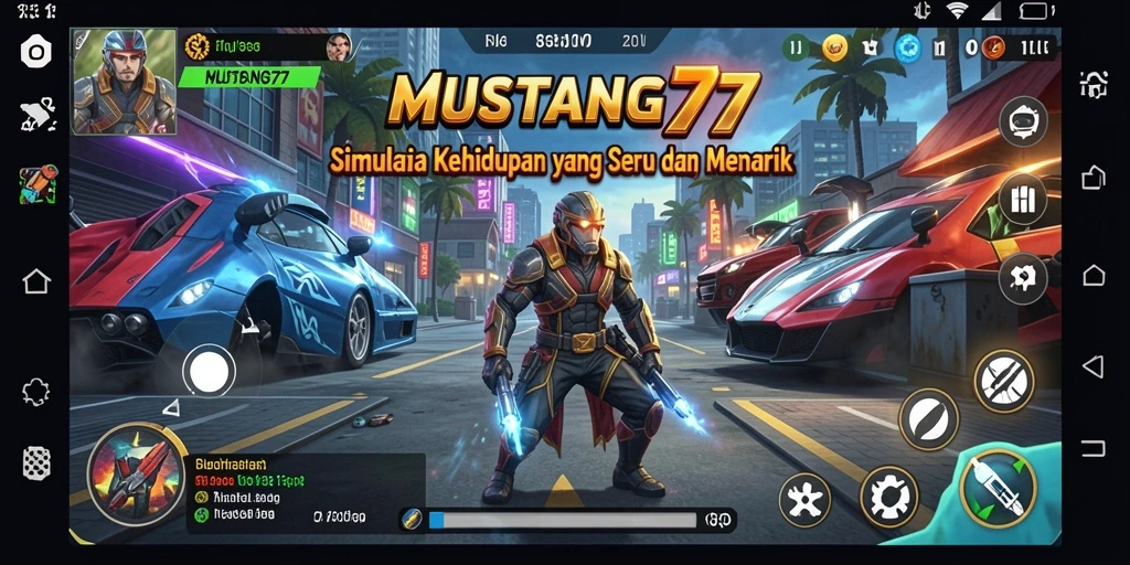 Tampilan gameplay yang mendetail dan menarik dari MUSTANG77.