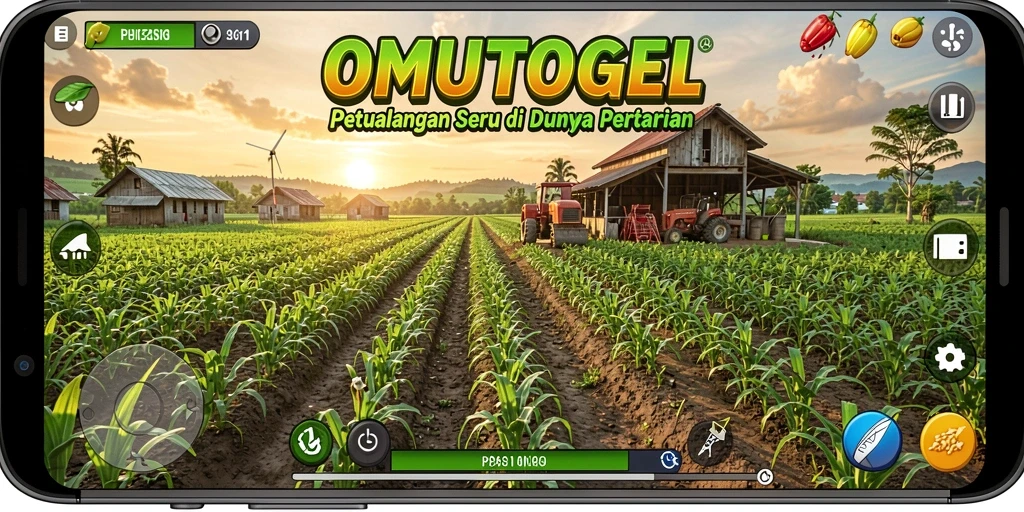 Gameplay seru dalam OMUTOGEL saat memanen hasil tanaman.