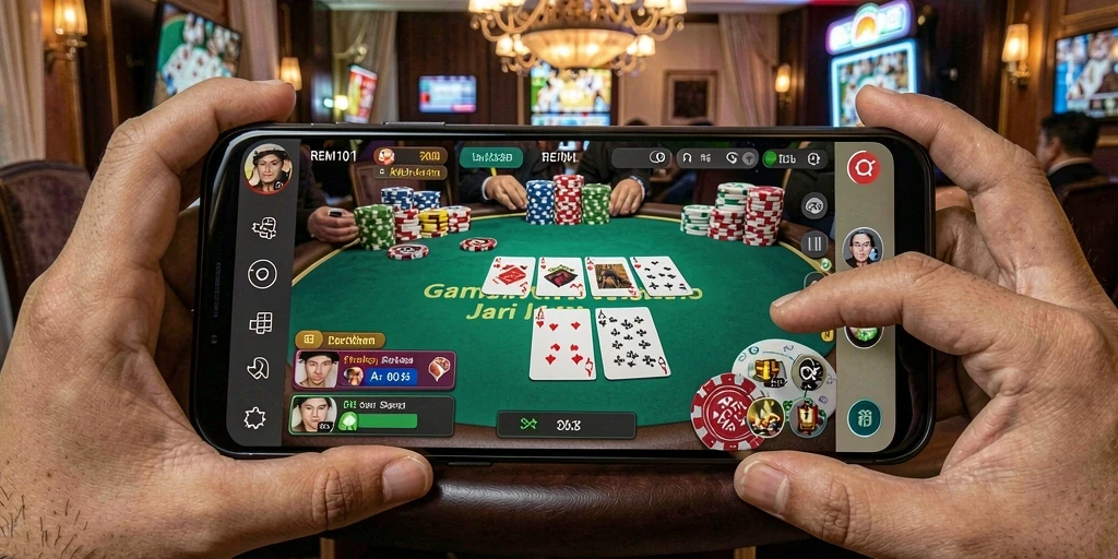 Screenshot gameplay REMI101 menampilkan aksi Poker yang seru dan interaktif.