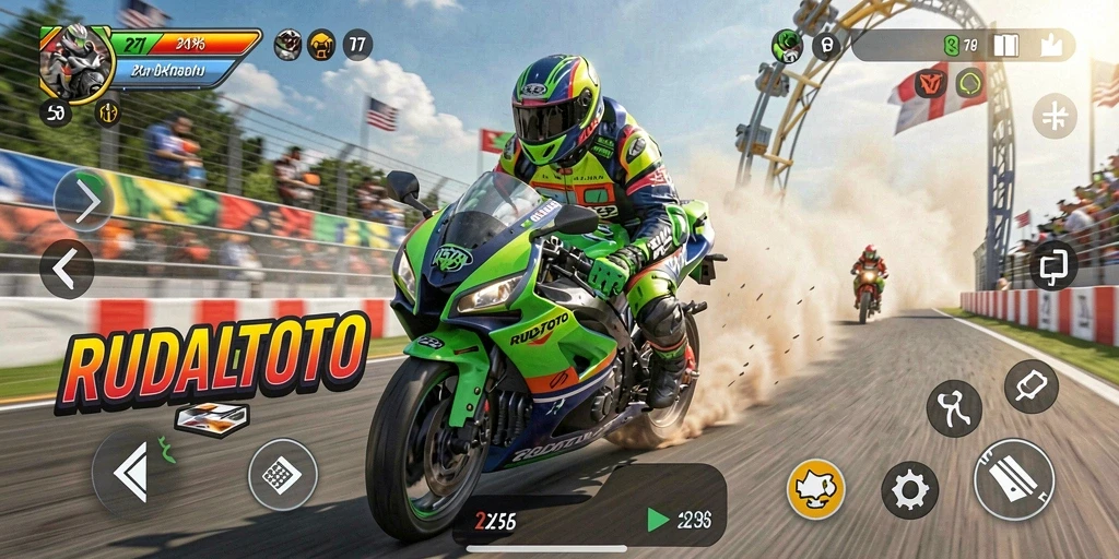 Tampilan dramatis dari balapan motor di RUDALTOTO.