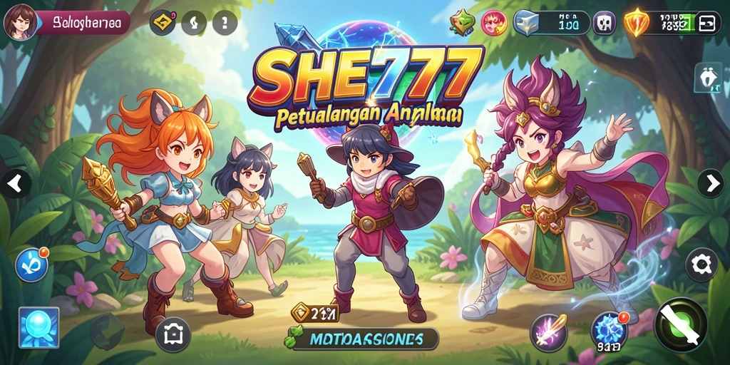Tangkapan layar menampilkan aksi seru dalam game Anime SHE777.
