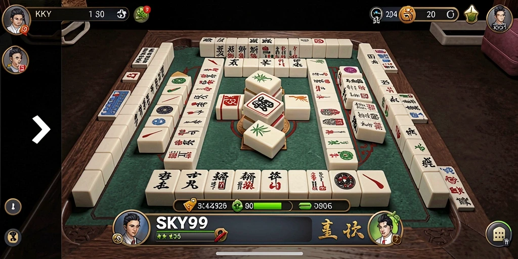 Screenshot utama dari SKY99 menampilkan gameplay Mahjong yang menarik.