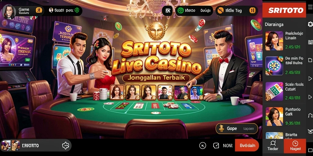 Screenshot utama SRITOTO menampilkan dealer langsung dan suasana permainan Live Casino.